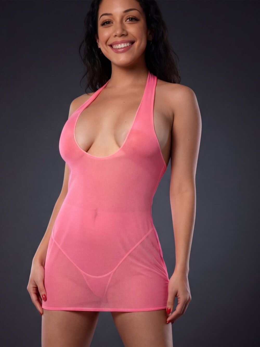 Sexy Sheer Jersey Racerback Mini Dress